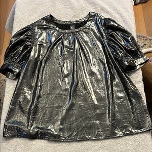 Current Air Shimmering Metallic Dark Silver Blouse